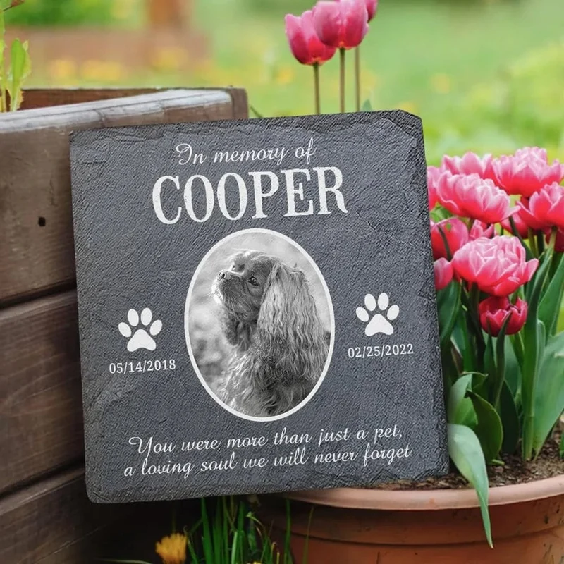 Benutzerdefinierte Haustier-Grabsteine, personalisierte Haustier-Gedenksteine, Katzen- und Hunde-Souvenir, Haustier-Verlust-Grabstein, fügen Sie Foto und Text hinzu. Dropshipping