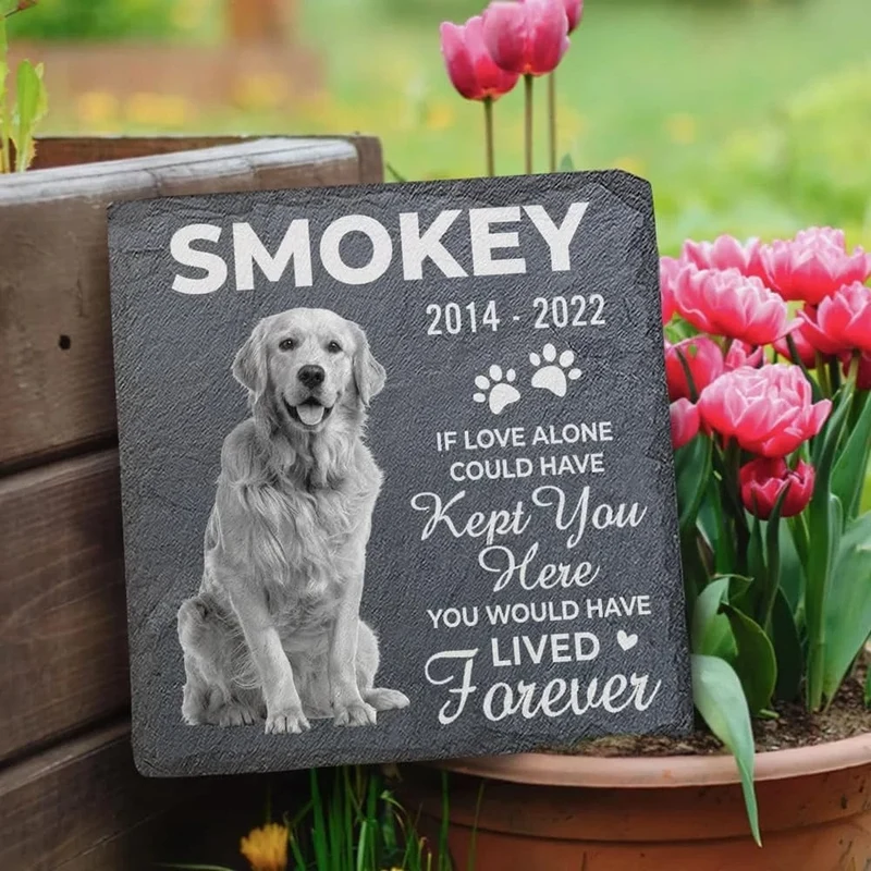 Benutzerdefinierte Haustier-Grabsteine, personalisierte Haustier-Gedenksteine, Katzen- und Hunde-Souvenir, Haustier-Verlust-Grabstein, fügen Sie Foto und Text hinzu. Dropshipping