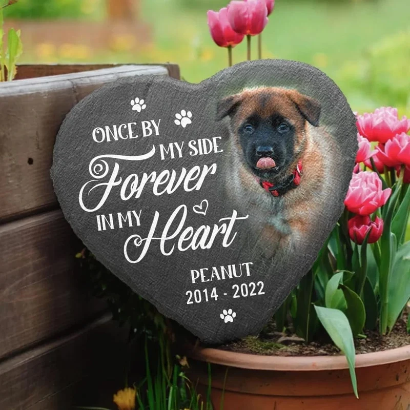 Benutzerdefinierte Haustier-Grabsteine, personalisierte Haustier-Gedenksteine, Katzen- und Hunde-Souvenir, Haustier-Verlust-Grabstein, fügen Sie Foto und Text hinzu. Dropshipping