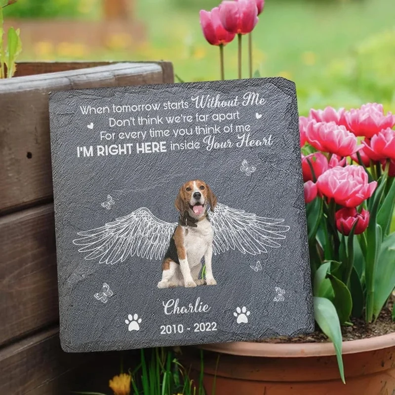 Benutzerdefinierte Haustier-Grabsteine, personalisierte Haustier-Gedenksteine, Katzen- und Hunde-Souvenir, Haustier-Verlust-Grabstein, fügen Sie Foto und Text hinzu. Dropshipping