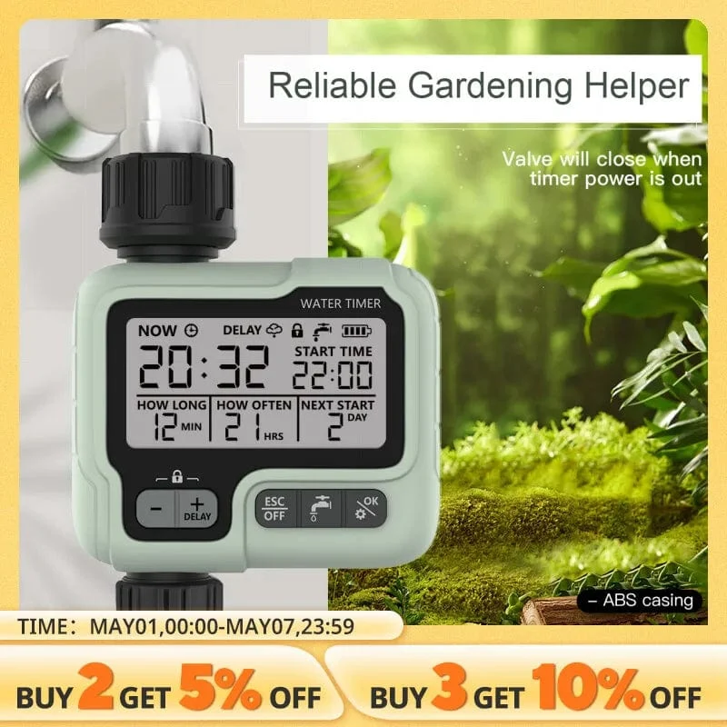 HCT-322 Automatischer Wassertimer Digitale Gartenbewässerungsmaschine Intelligenter Sprinkler für den Außenbereich zum Sparen von Wasser und Zeit