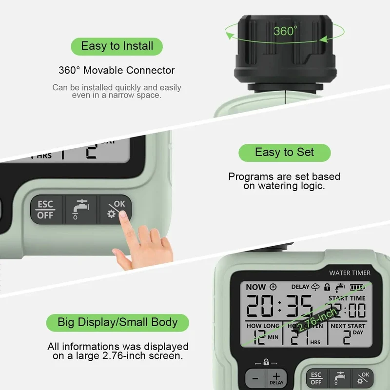 HCT-322 Automatischer Wassertimer Digitale Gartenbewässerungsmaschine Intelligenter Sprinkler für den Außenbereich zum Sparen von Wasser und Zeit