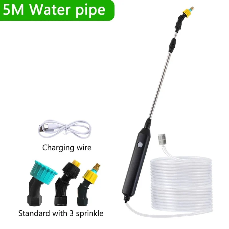 Tragbares elektrisches Gartensprühgerät, Bewässerungswerkzeug, USB, 2400 mAh, wiederaufladbarer Teleskopgriff mit 3 Düsen für Gartenpflanzen