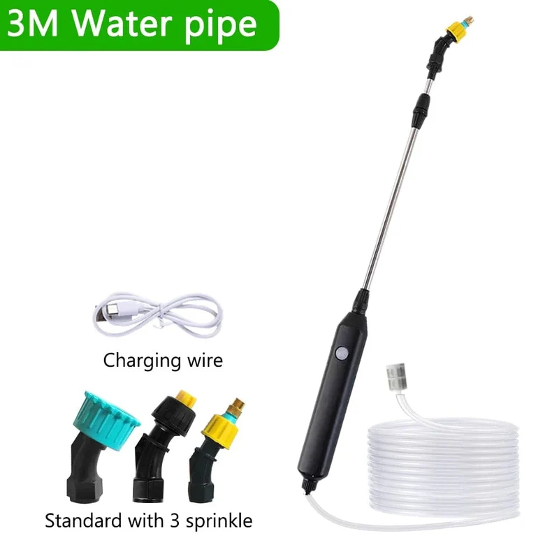 Tragbares elektrisches Gartensprühgerät, Bewässerungswerkzeug, USB, 2400 mAh, wiederaufladbarer Teleskopgriff mit 3 Düsen für Gartenpflanzen