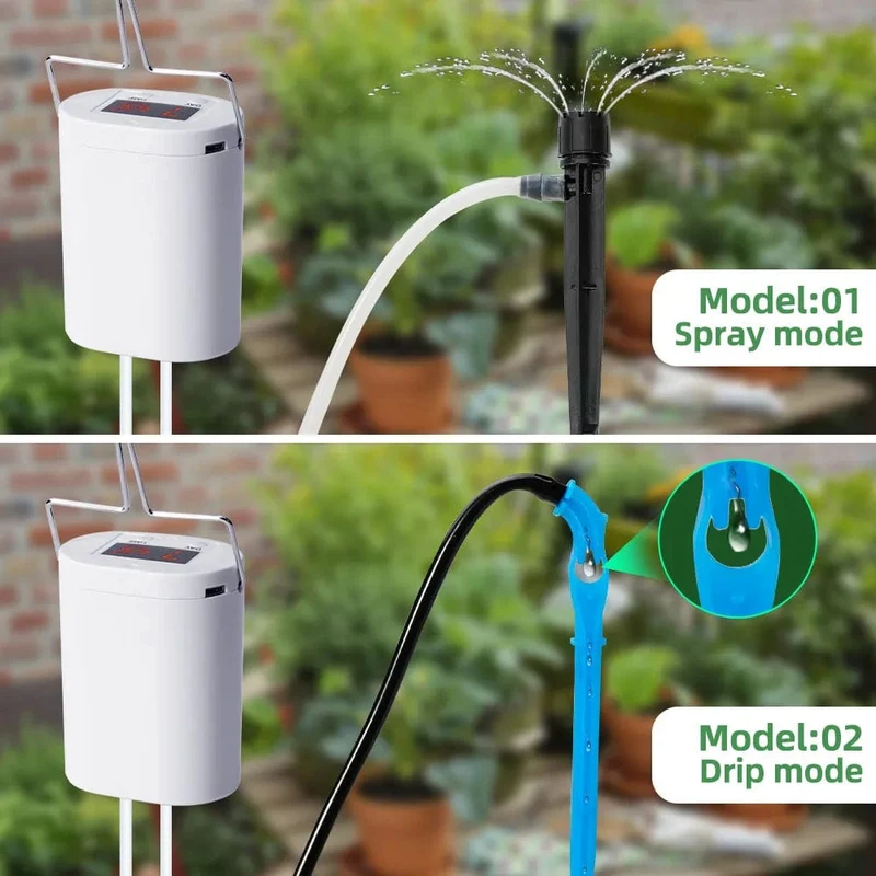 Automatische Bewässerungspumpe für Pflanzen und Blumen, Sprinkler-Tropfbewässerungsgerät, 2/4/8/16 Köpfe, Pumpen-Timer-System-Kit, Gartenwerkzeug