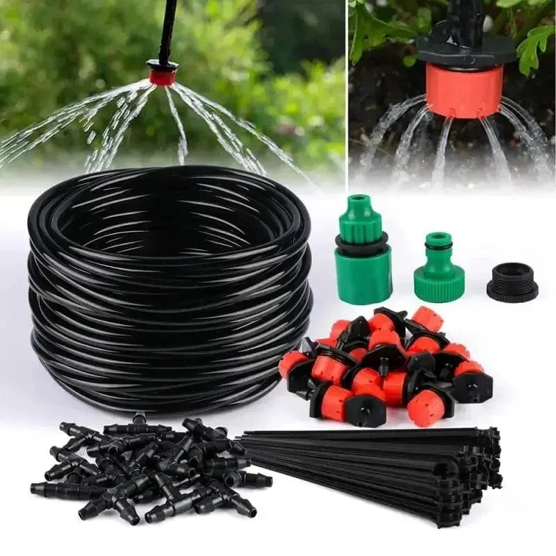 Tropfbewässerungssystem Automatische Bewässerung Gartenschlauch Mikro-Tropfbewässerungssets Einstellbare Düse Gartenbedarf System Wasser