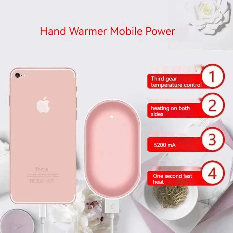 5200mAh Handwärmer Power Bank 2 In 1 USB Aufladbare Handliche Wärmer Winter Handwärmer Heizung Elektrische Heizung Wärmer