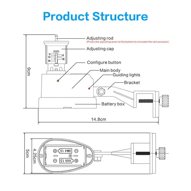 FuJin Kabelgebundener Regensensor, automatische Bewässerung, Wasser-Timer, Funktionsset, Garten-Automatik-Sensing-Controller