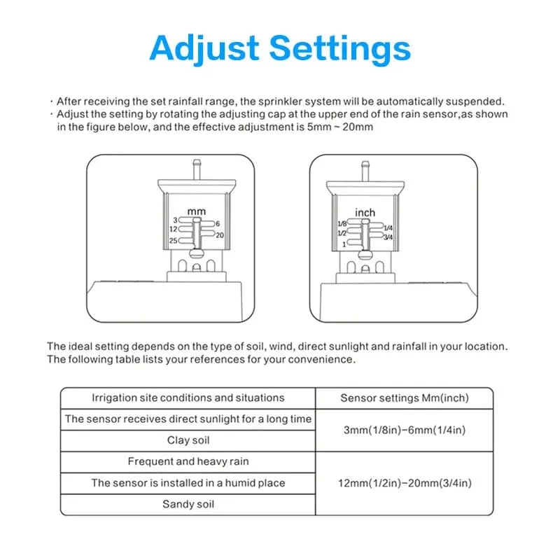 FuJin Kabelgebundener Regensensor, automatische Bewässerung, Wasser-Timer, Funktionsset, Garten-Automatik-Sensing-Controller