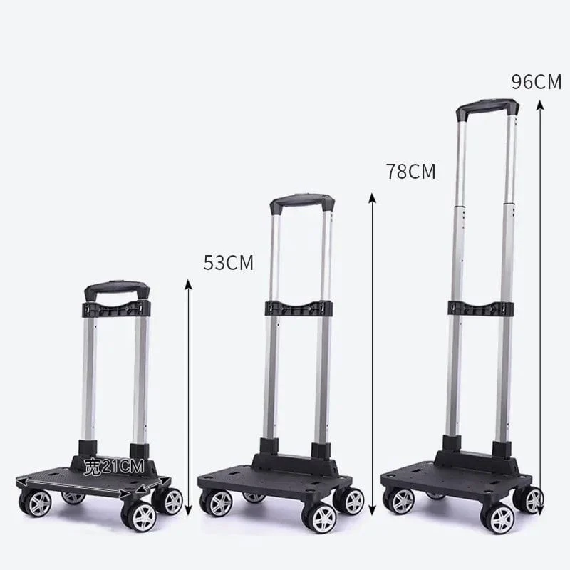 Tragbarer 4/5-Rad-Trolley-Rack aus Aluminiumlegierung, faltbarer Zugstangenträger für Studentenrucksack, Haustiertasche, Tragfähigkeit 15 kg