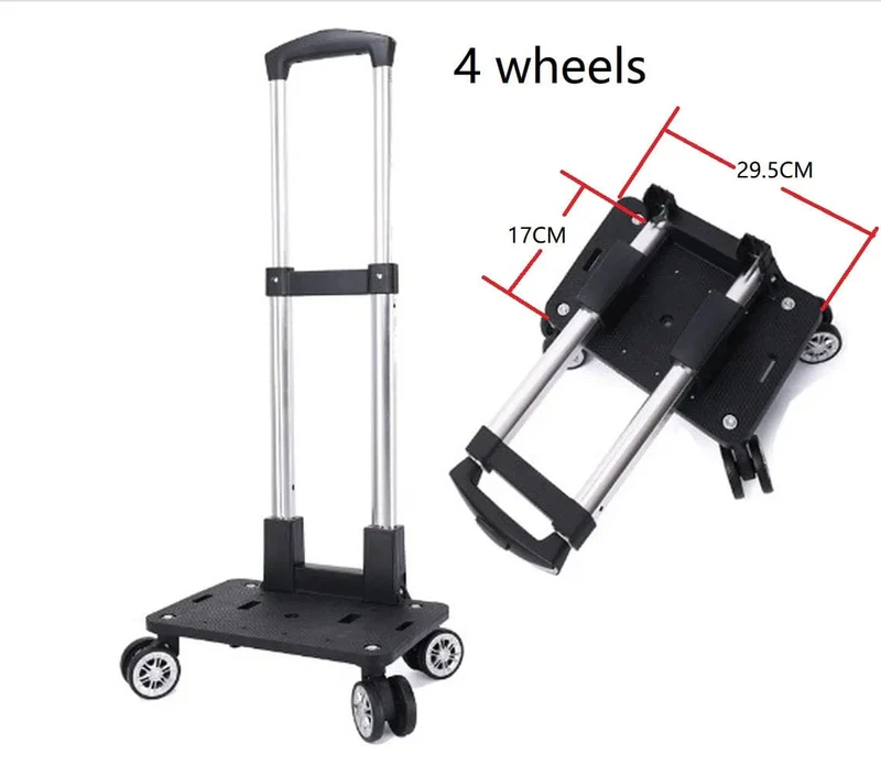 Tragbarer 4/5-Rad-Trolley-Rack aus Aluminiumlegierung, faltbarer Zugstangenträger für Studentenrucksack, Haustiertasche, Tragfähigkeit 15 kg