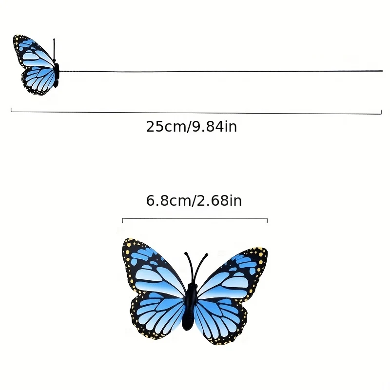 25 Stück 3D-Schmetterlingsstäbe, Dekoration, bunte Schmetterlingsstäbe für Garten, Hof, Pflanzgefäß, Außendekoration, Miniaturfiguren, Feengarten-Ornament, Terrassendekoration, Blumentöpfe, Bonsai-Dekoration