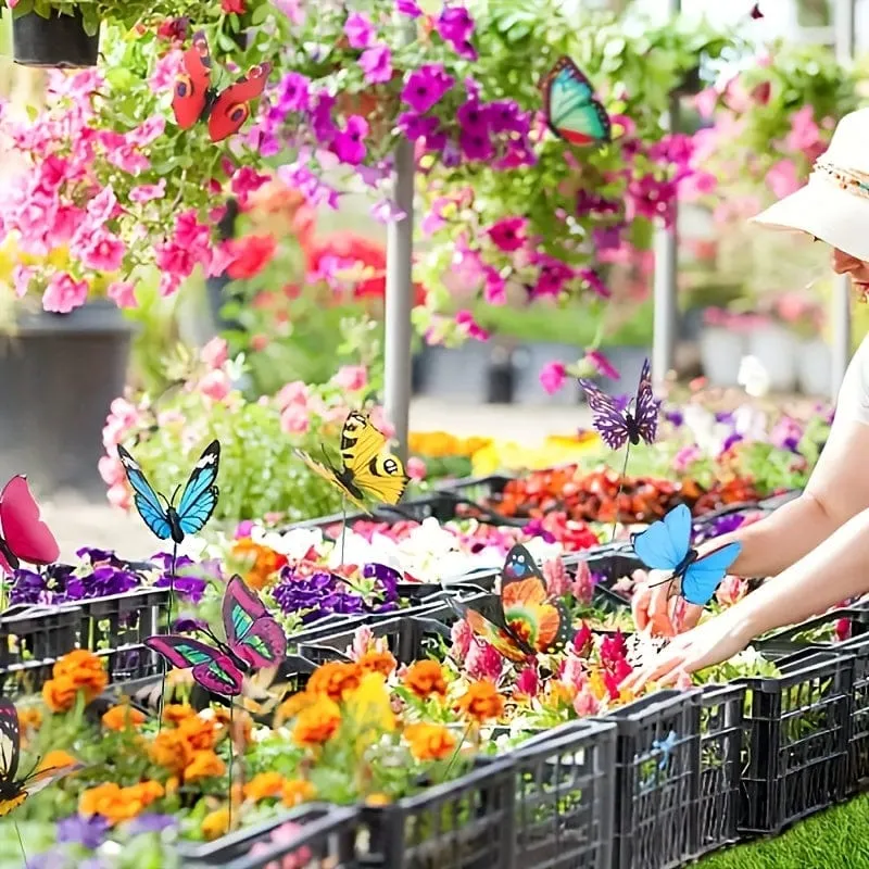 10/20/30/50 Stück, Stereo-Schmetterlingsornamente, Garten- und Hof-Schmetterlingsornamente, Schmetterlingsdekorationsstäbe, Rasen- und Gartendekorationen für Rasen, Garten, Hof, Terrasse, Schmetterlingsdekoration