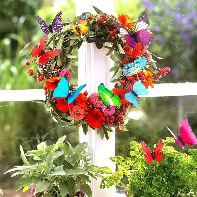 10/20/30/50 Stück, Stereo-Schmetterlingsornamente, Garten- und Hof-Schmetterlingsornamente, Schmetterlingsdekorationsstäbe, Rasen- und Gartendekorationen für Rasen, Garten, Hof, Terrasse, Schmetterlingsdekoration