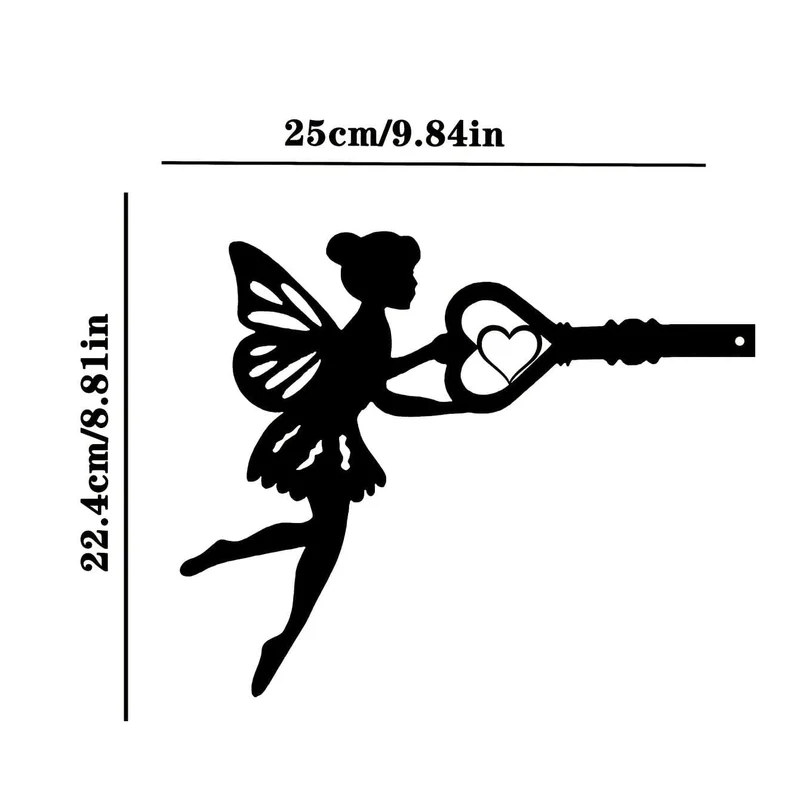 1 Stück Engel auf Ast, Stahlsilhouette, Metall, Wandkunst, Haus, Garten, Hof, Terrasse, Outdoor, Statue, Pfahl, Dekoration, perfekt für Geburtstage, Einweihungsgeschenke