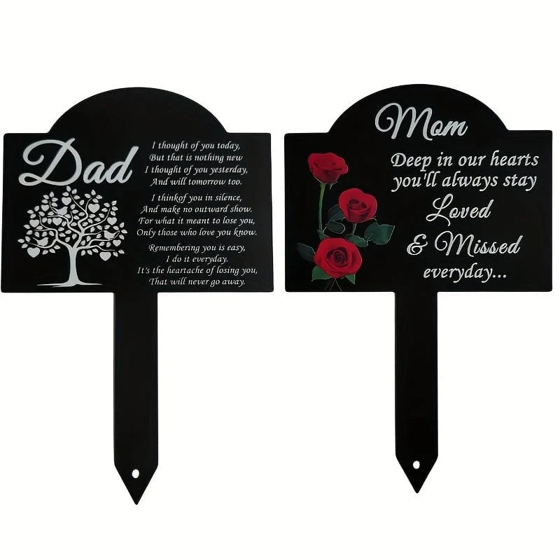 1 Stück Metall-Grabmarker (13.72 cm x 21.34 cm), rustikaler Beileids-Gartenpfahl, wasserdichter Friedhofs-Tribut im Freien, dekoratives Friedhofsschild aus Eisen für Haus und Garten