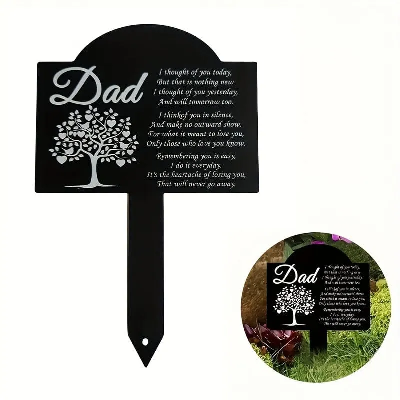 1 Stück Metall-Grabmarker (13.72 cm x 21.34 cm), rustikaler Beileids-Gartenpfahl, wasserdichter Friedhofs-Tribut im Freien, dekoratives Friedhofsschild aus Eisen für Haus und Garten