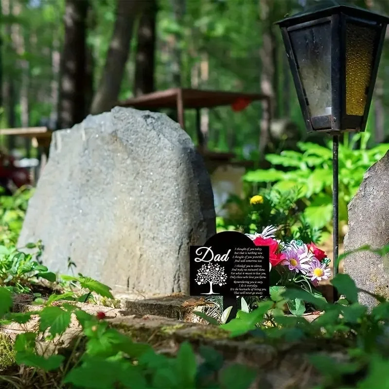1 Stück Metall-Grabmarker (13.72 cm x 21.34 cm), rustikaler Beileids-Gartenpfahl, wasserdichter Friedhofs-Tribut im Freien, dekoratives Friedhofsschild aus Eisen für Haus und Garten