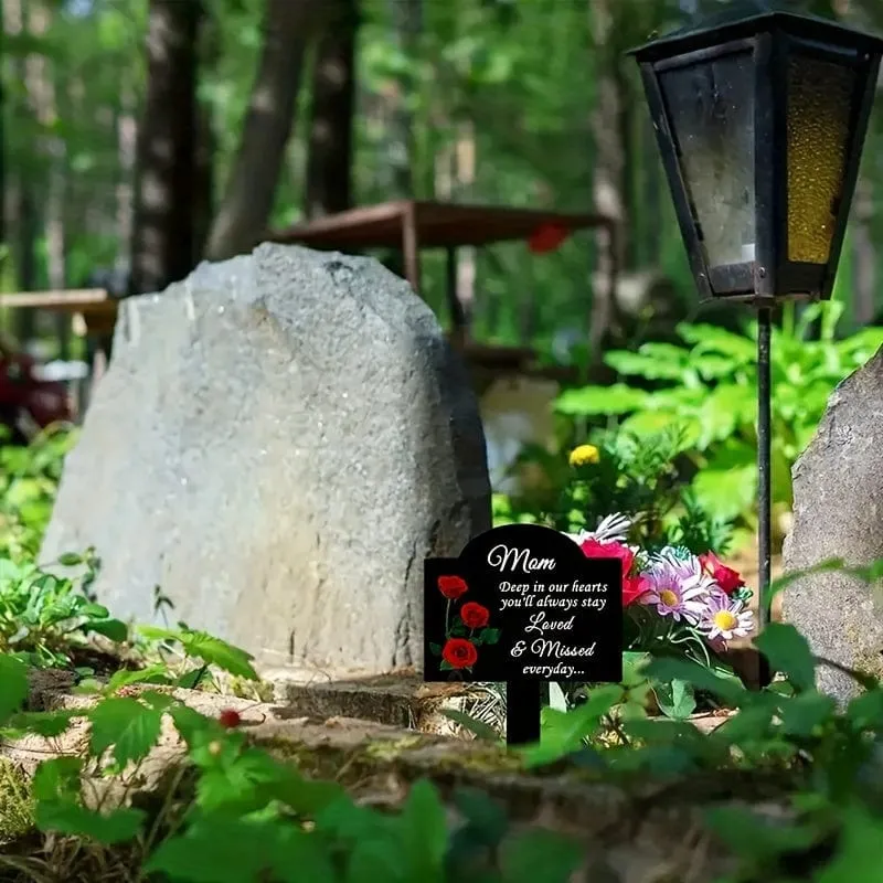 1 Stück Metall-Grabmarker (13.72 cm x 21.34 cm), rustikaler Beileids-Gartenpfahl, wasserdichter Friedhofs-Tribut im Freien, dekoratives Friedhofsschild aus Eisen für Haus und Garten