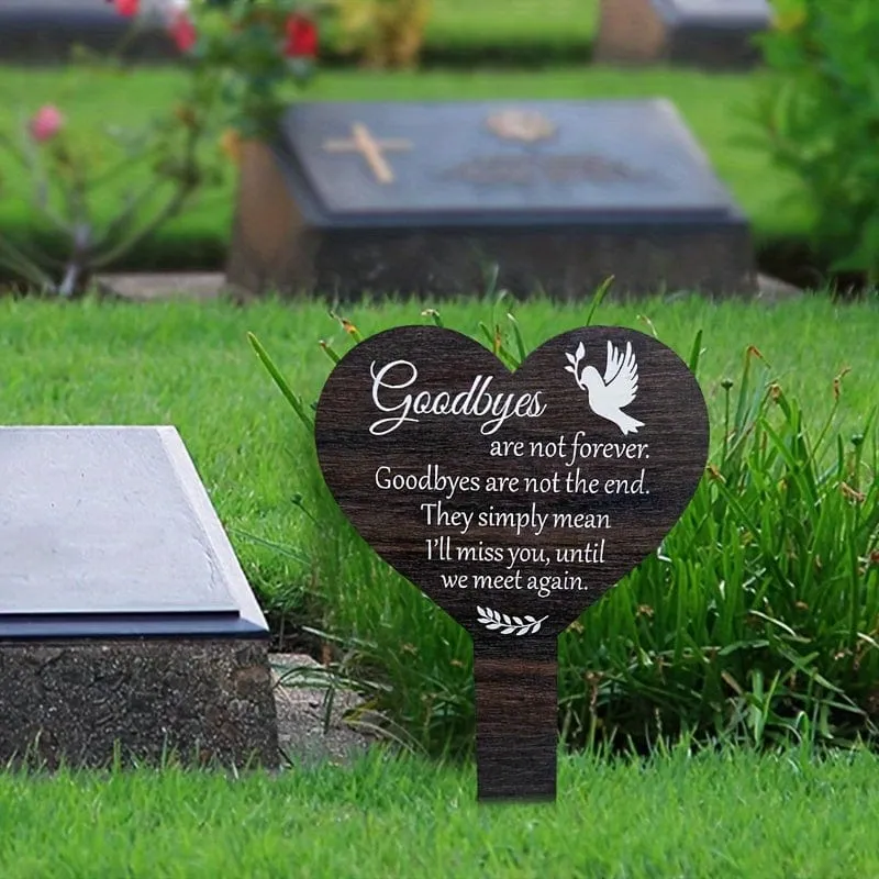 1 Stück herzförmige Gedenktafel aus Holz, Friedhofsmarkierung aus Holz, Friedhofseinlage aus Holz, zum Ausdruck der Erinnerung an geliebte Menschen, Grabstein-Gedenkeinlage aus Holz, Friedhofsdekoration im Innenhof im Freien.