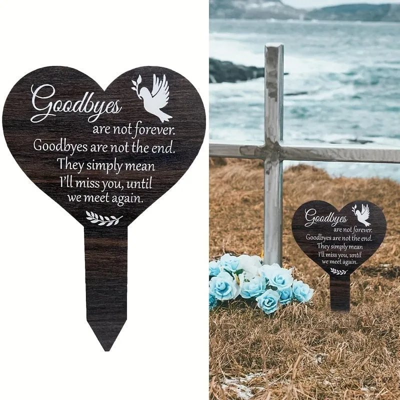 1 Stück herzförmige Gedenktafel aus Holz, Friedhofsmarkierung aus Holz, Friedhofseinlage aus Holz, zum Ausdruck der Erinnerung an geliebte Menschen, Grabstein-Gedenkeinlage aus Holz, Friedhofsdekoration im Innenhof im Freien.