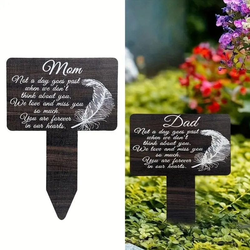 1 Stück Holzstrukturkarte, verwendet für Gedenken an Vater und Mutter auf dem Friedhof, Dekoration für den Friedhof im Freien, Friedhofs-Gedenktafel, Gedenkkarte für geliebte Menschen, Friedhofsstapel aus schwarzer Karte für Beileidsbekundungen