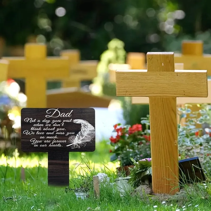 1 Stück Holzstrukturkarte, verwendet für Gedenken an Vater und Mutter auf dem Friedhof, Dekoration für den Friedhof im Freien, Friedhofs-Gedenktafel, Gedenkkarte für geliebte Menschen, Friedhofsstapel aus schwarzer Karte für Beileidsbekundungen