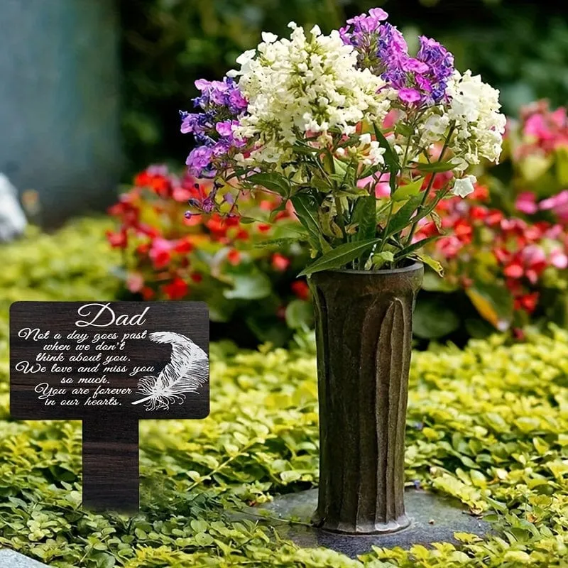 1 Stück Holzstrukturkarte, verwendet für Gedenken an Vater und Mutter auf dem Friedhof, Dekoration für den Friedhof im Freien, Friedhofs-Gedenktafel, Gedenkkarte für geliebte Menschen, Friedhofsstapel aus schwarzer Karte für Beileidsbekundungen