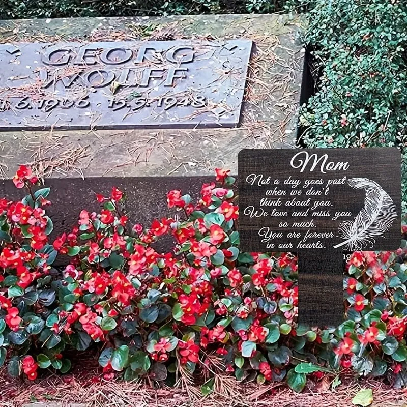 1 Stück Holzstrukturkarte, verwendet für Gedenken an Vater und Mutter auf dem Friedhof, Dekoration für den Friedhof im Freien, Friedhofs-Gedenktafel, Gedenkkarte für geliebte Menschen, Friedhofsstapel aus schwarzer Karte für Beileidsbekundungen