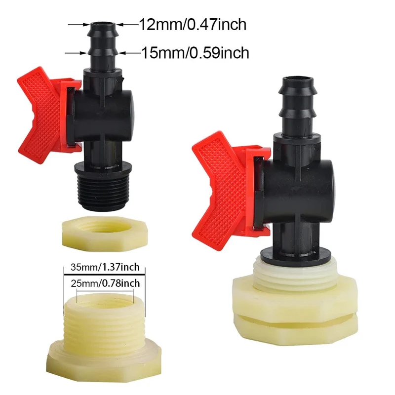 3/4 Zoll Regentonnen-Schottverschraubungssatz, PVC-Regentonnenventil mit Schlauchadapter, Regentonnen-Kit für Aquarien, Wassertanks, Pools
