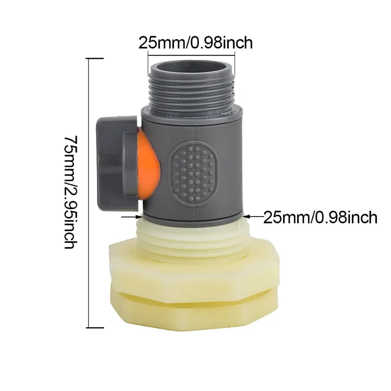 3/4 Zoll Regentonnen-Schottverschraubungssatz, PVC-Regentonnenventil mit Schlauchadapter, Regentonnen-Kit für Aquarien, Wassertanks, Pools