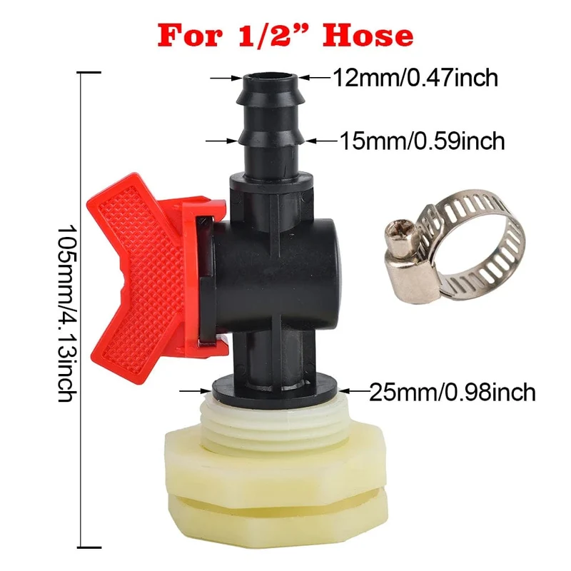 3/4 Zoll Regentonnen-Schottverschraubungssatz, PVC-Regentonnenventil mit Schlauchadapter, Regentonnen-Kit für Aquarien, Wassertanks, Pools