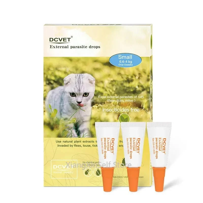 3 x 1 ml externe Parasitentropfen, Pflanzenextrakt, Sicherheitsformel, entfernen Flöhe und Läuse. Verwendung für Kätzchen mit einem Gewicht von 0.6–4 kg
