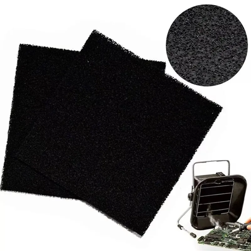 10 x 130 x 130 mm schwarzer Aktivkohlefilter, Baumwollschaum-Schwamm-Ersatz, Sed, um Rauch und Rauchreiniger zu absorbieren, 5 Stück.