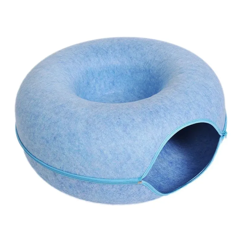 Donut-Katzenbett für 2 Katzen, Katzentunnel, Spielzeug für Katzen, Kätzchenhaus, Korb, interaktives Spielspielzeug für Katzen, Kaninchenhöhle, Nest aus natürlichem Filz