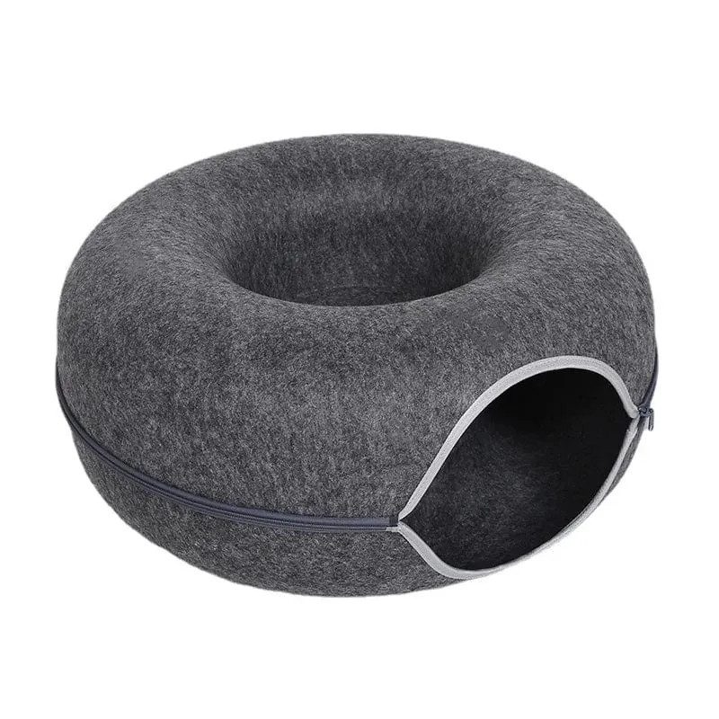 Donut-Katzenbett für 2 Katzen, Katzentunnel, Spielzeug für Katzen, Kätzchenhaus, Korb, interaktives Spielspielzeug für Katzen, Kaninchenhöhle, Nest aus natürlichem Filz
