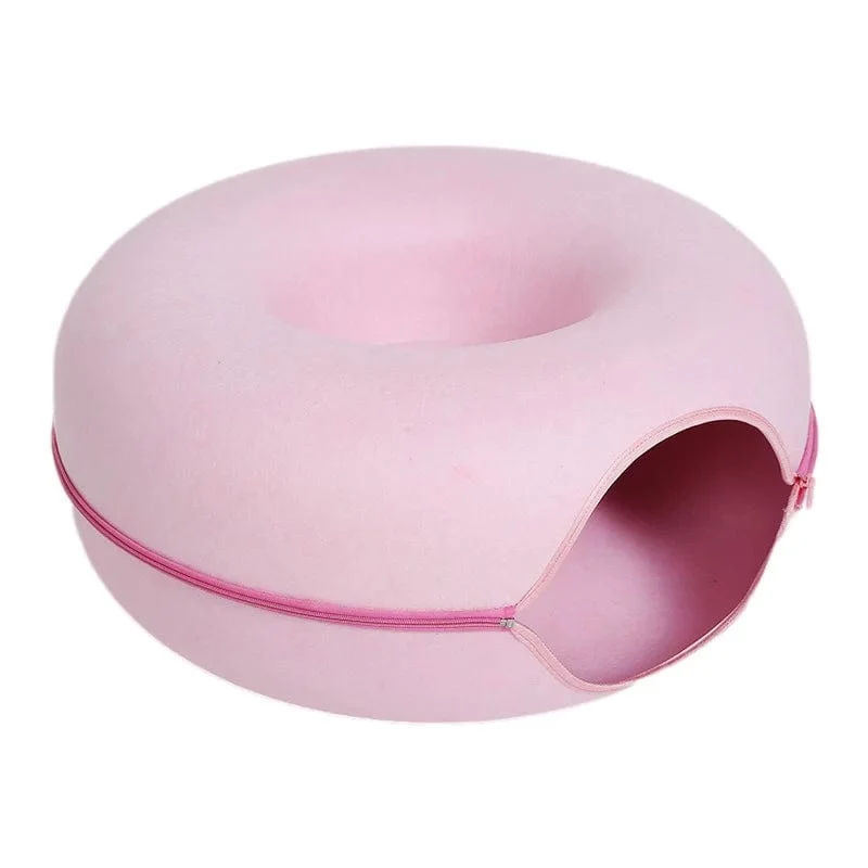 Donut-Katzenbett für 2 Katzen, Katzentunnel, Spielzeug für Katzen, Kätzchenhaus, Korb, interaktives Spielspielzeug für Katzen, Kaninchenhöhle, Nest aus natürlichem Filz