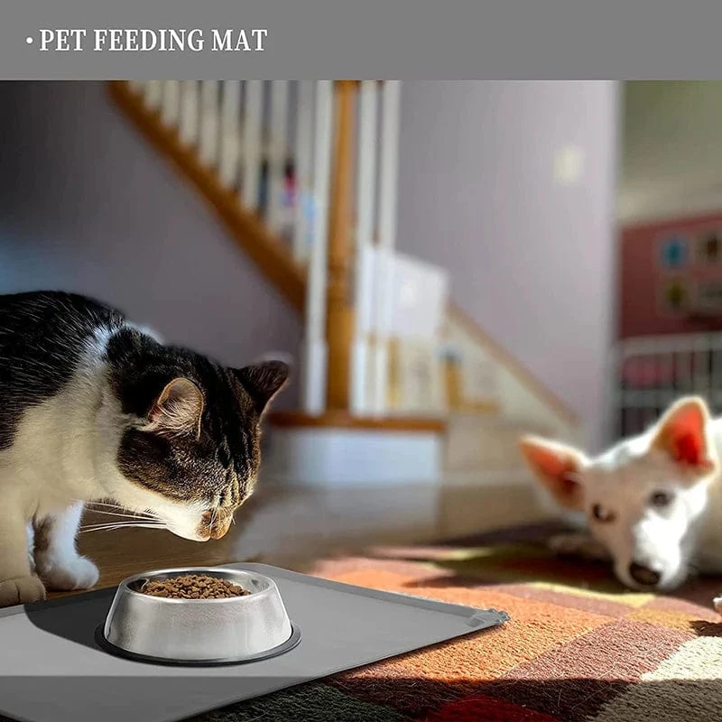 CDDMPET Silikon-Napfunterlage für Hunde und Katzen, antihaftbeschichtet, für Trinkbrunnen, Futterunterlage für Welpen, Fütterungs- und Trinkmatte, leicht zu waschendes Tischset