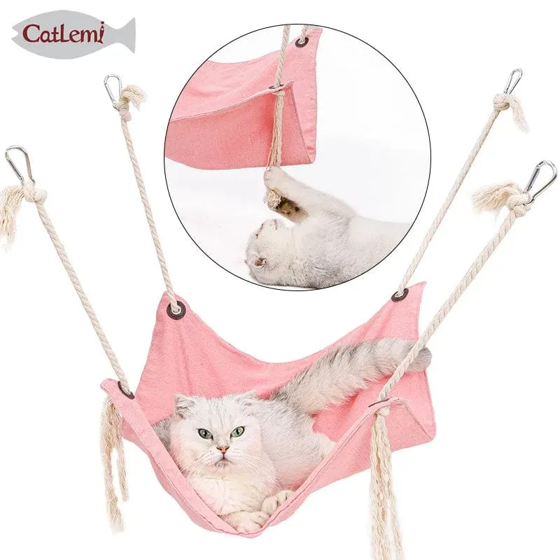 Hersteller Neue Produkte Sommer Haustier Atmungsaktive Baumwolle und Leinen Hängematte Käfig Schaukel Katzenstreu Katze Hängematte Katzenstreu