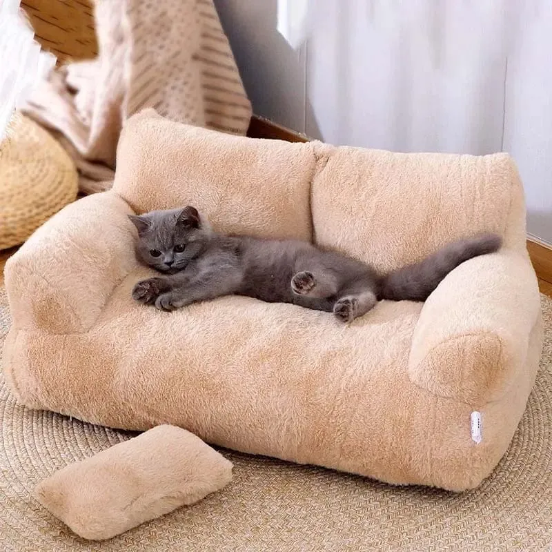 YOKEE Luxuriöses Katzenbett, superweiches, warmes Sofa für kleine Hunde, abnehmbar, waschbar, rutschfest, Schlafhaus für Kätzchen und Welpen, Haustierbedarf