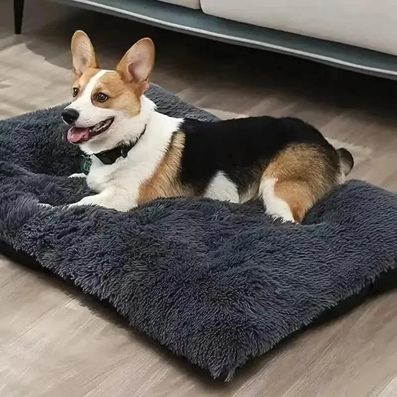 Großes Hundebett, waschbares Haustierbett aus Plüsch, gegen Angstzustände, warmes Hundekissen, Schlafmatte, bequeme Haustiermatten für kleine, mittelgroße und große Hunde