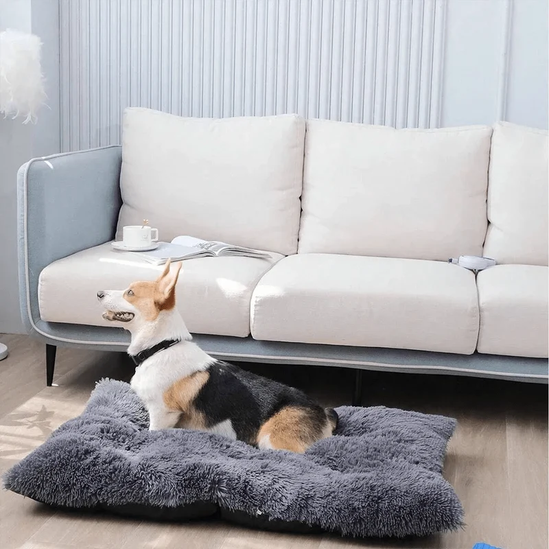 Großes Hundebett, waschbares Haustierbett aus Plüsch, gegen Angstzustände, warmes Hundekissen, Schlafmatte, bequeme Haustiermatten für kleine, mittelgroße und große Hunde