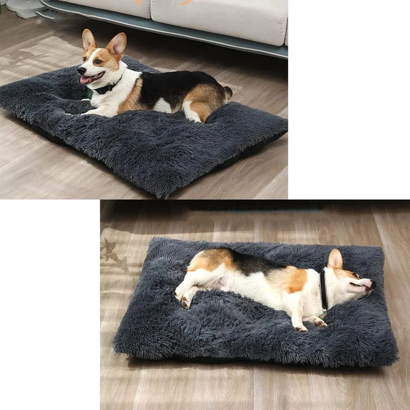 Großes Hundebett, waschbares Haustierbett aus Plüsch, gegen Angstzustände, warmes Hundekissen, Schlafmatte, bequeme Haustiermatten für kleine, mittelgroße und große Hunde