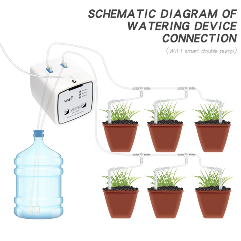 Doppel Pumpe Garten Wifi Steuerung Bewässerung Gerät Automatische Wasser Tropf Bewässerung Bewässerung System Kit WIFI Mobile APP Steuerung