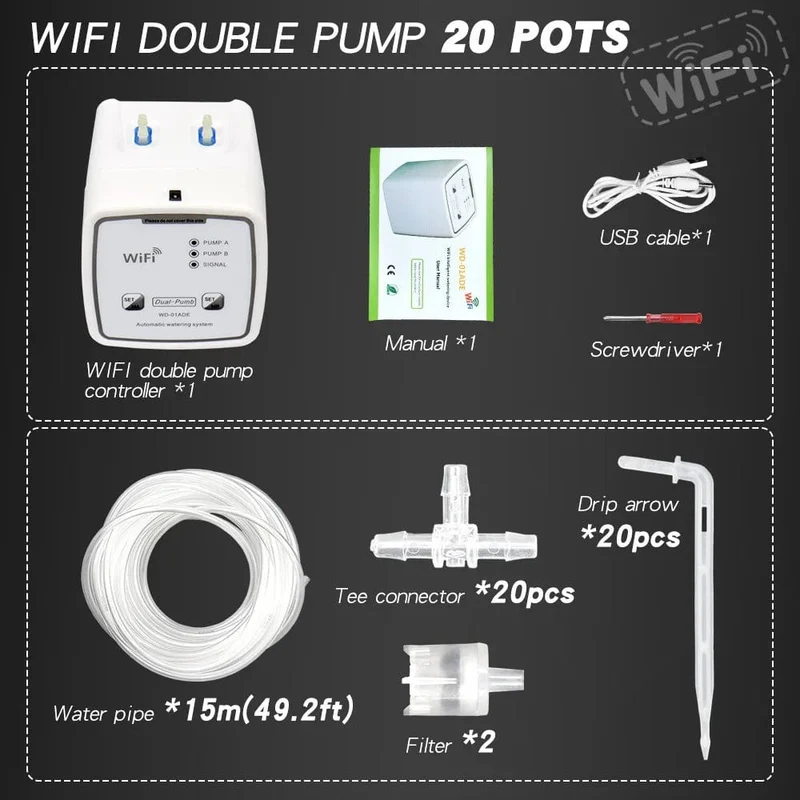Doppel Pumpe Garten Wifi Steuerung Bewässerung Gerät Automatische Wasser Tropf Bewässerung Bewässerung System Kit WIFI Mobile APP Steuerung