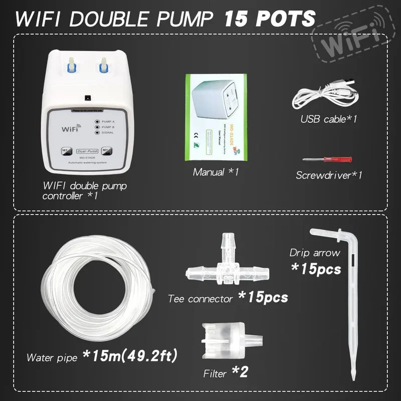 Doppel Pumpe Garten Wifi Steuerung Bewässerung Gerät Automatische Wasser Tropf Bewässerung Bewässerung System Kit WIFI Mobile APP Steuerung
