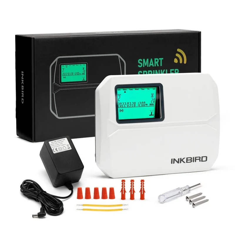 INKBIRD WIFI-Bewässerungssteuerung, programmierbares System für 8-Zonen-Smart-Sprinkler, digitaler Bewässerungstimer, kostenlose App und LCD-Monitor