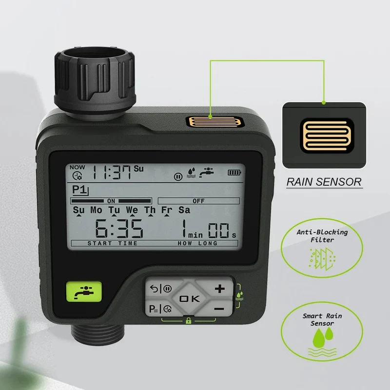 Eshico Super-Bewässerungssystem, 6 einstellbare Programme, Regenerkennung, präzises automatisches Timing, digitaler Wassertimer, Gartenberegnung