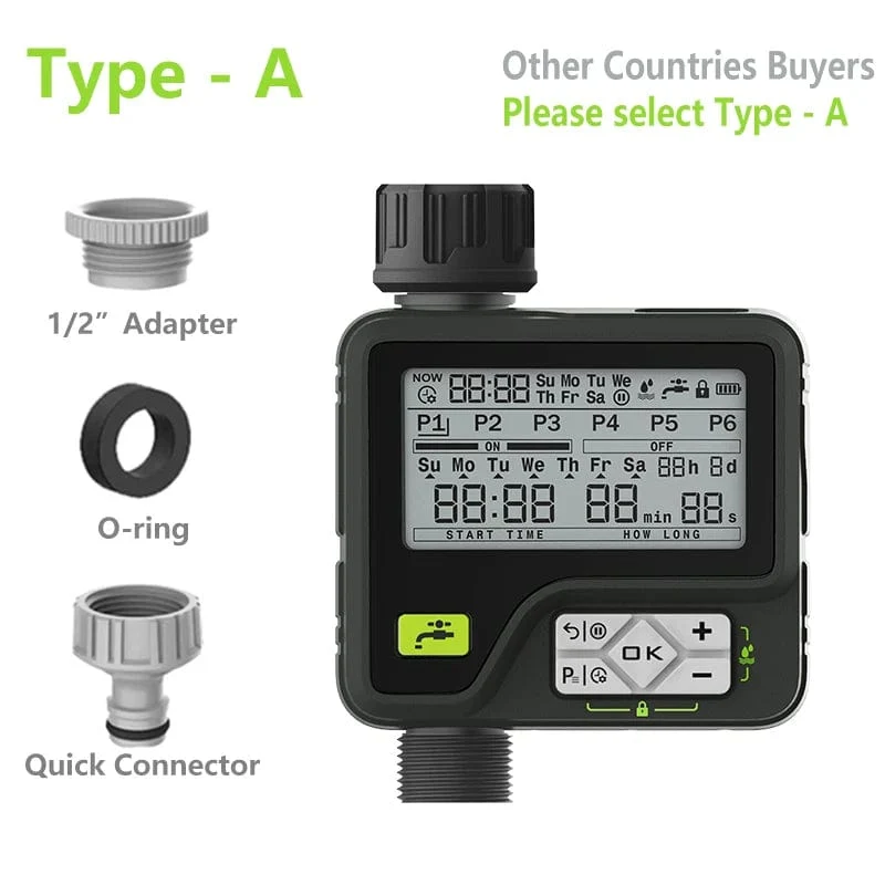 Eshico Super-Bewässerungssystem, 6 einstellbare Programme, Regenerkennung, präzises automatisches Timing, digitaler Wassertimer, Gartenberegnung