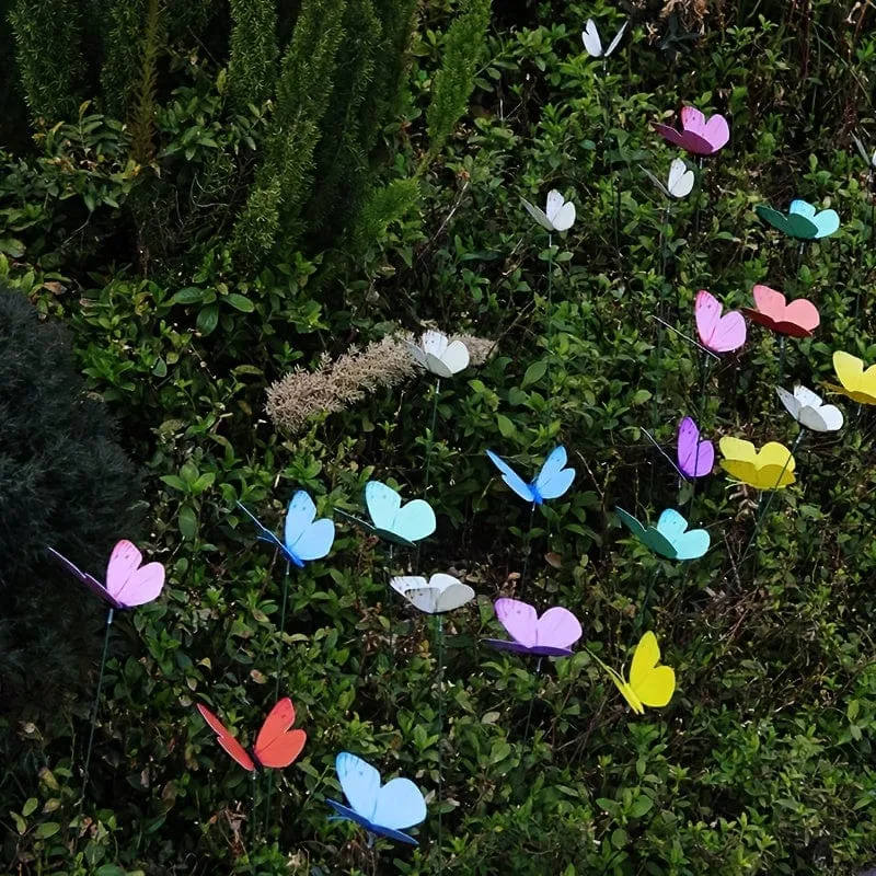 10 Stück Schmetterlings-Gartenstecker, Kunststoff-Hofschild mit Pfahl für Gartendekoration, Halloween-Dekor, Herbstdekoration, Hochzeit